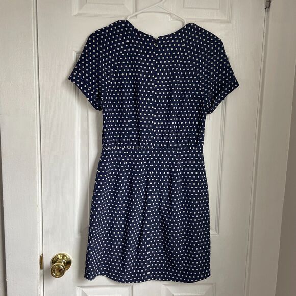 Fossil 100% silk polka dot mini dress twee girly navy size 0 - Picture 6 of 7